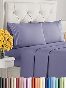 King Size 4 Piece Sheet Set - Extra Soft, Breathable & Cooling Sheets - Hotel Luxury Durable Bed Sheets for Women & Men - Deep Pockets, Easy-Fit & Wrinkle-Free Sheets - French Violet Oeko-Tex Sheets