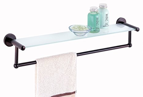 Organize It All Oil Rubbed Glass Shelf with Towel Bar