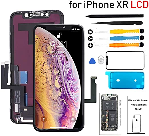 Tapkio for iPhone XR Screen Replacement LCD Display (6.1") Digitizer Touch Screen Assembly Set with Full Repair Tools Kit, Screen Protector, Instructions