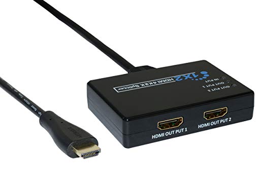 XtremPro HDMI Port Pigtail Splitter 2 in 1 Out 4K2K Amplifier Splitter, High Speed Hub Cable Supports 1080P, 3D, 4K, 2K, DSD, Hd(Hbr) HDCP Audio - Black (62102Kt)