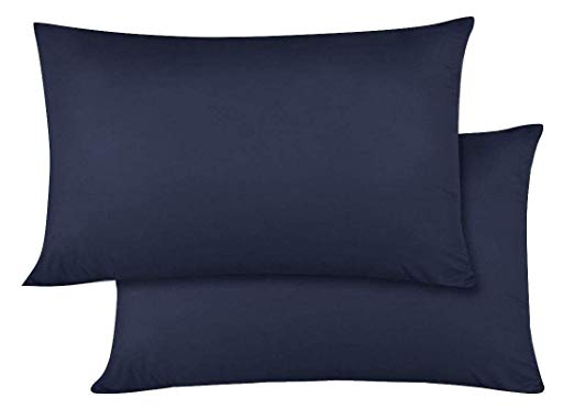 Travel Pillow Case 12 x 16 Size Natural Cotton Set of 2 Travel Pillowcase 600 Thread Count 100% Egyptian Cotton 2 Pack, Toddler Pillow Cases Navy Blue Solid Zipper Closer