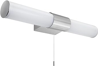 Long Life Lamp Company IP44 Bathroom Mirror Light Frosted LED 8w Cool White Shaving Mirror Light Pull Cord Switch ML14