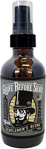 GRAVE BEFORE SHAVE Gentlemen's Blend Beard Oil (Bourbon/Sandal Wood Scent) 4 oz. BIG BOTTLE