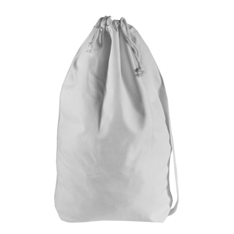 Augbunny 100% Cotton Canvas 18-1/2- by 26-inches Carry Laundry Bag With Sturdy Shoulder Strap, Pure White