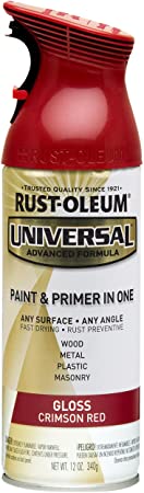 Rust-Oleum 247562 Universal All Surface Spray Paint, 12 oz, Gloss Crimson Red