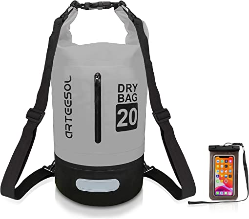 Waterproof Dry Bag, Arteesol Ultralight PVC Dry Sack 5L/10L/20L/30L Waterproof Backpack with Double Shoulder Adjustable Strap for Outdoor Water Sports,Boating Hiking,Kayaking Canoeing,Fishing Etc