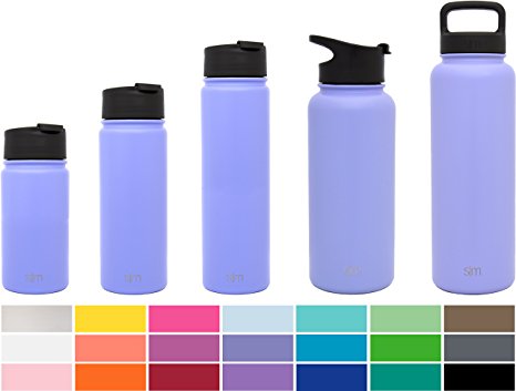 Simple Modern Summit Water Bottle   Extra Lid - Vacuum Insulated Stainless Steel Wide Mouth Hydro Travel Mug - Powder Coated Double-Walled Flask