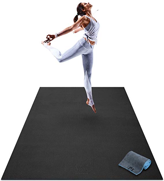 Premium Large Yoga Mat - 6' x 4' x 8mm Extra Thick & Comfortable, Non-Toxic, Non-Slip, Barefoot Exercise Mat - Yoga, Stretching, Cardio Workout Mats for Home Gym Flooring (72" Long x 48" Wide)