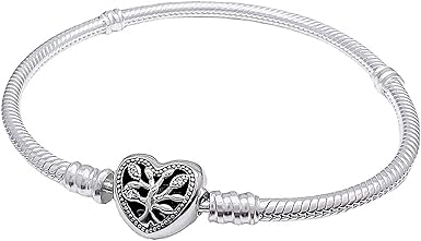 idudu S925 Sterling Silver Snake Chain Bracelets For Charms Heart Family Tree Daisy Clasp Charm Bracelet Gift for Women Girls