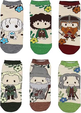 Bioworld The Lord Of The Rings Socks Adult Character Earth Tones Low Cut Now Show Mix And Match Ankle Socks 6 Pairs