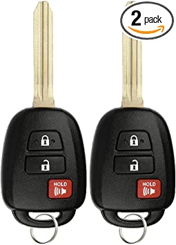 KeylessOption Keyless Entry Remote Fob Uncut Car Key for 2014-2019 Toyota Rav4 Prius C HYQ12BDM (Pack of 2)
