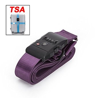 BlueCosto® TSA Lock Adjustable Cross Luggage Straps Suitcase Travel Belt 600003