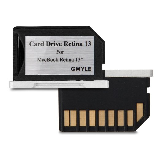 Macbook Mini drive Storage, GMYLE Perfect Fit Mircro SD (TF) Flash Memory card Adapter Expansion to SD Slot for Macbook Pro Retina 13 (Not fit with Macbook Pro)
