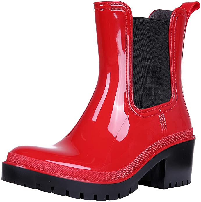 Asgard Platform Rain Boots for Women Chunky Heel Waterproof Ankle Boots