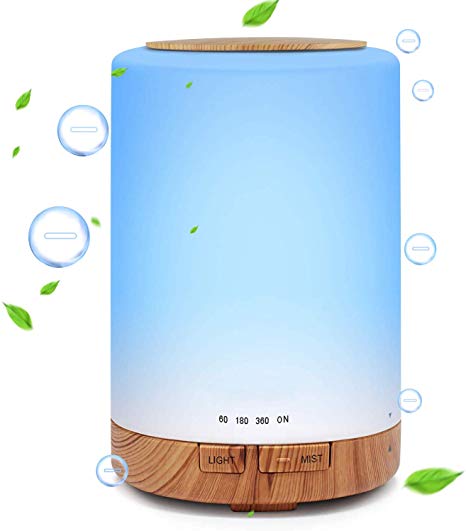 SAIMPU 300ml Essential Oil Diffuser, Ultrasonic Aromatherapy Scented Diffuser Humidifier for Bedroom