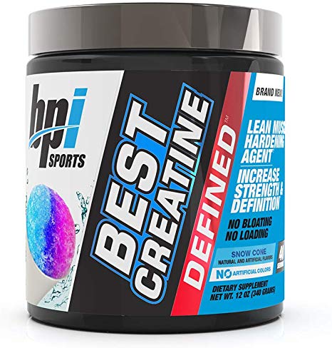 BPI Sports Best Creatine Defined Lean Muscle Hardening Agent, High Performance Monohydrate Powder, Snow Cone, 12 Oz