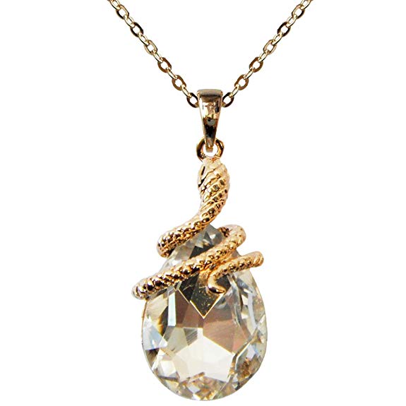 Navachi 18k Gold Plated Water Drop Crystal Clear Zircon Snake Az6035p Snake Pendant Necklace 16" 2"