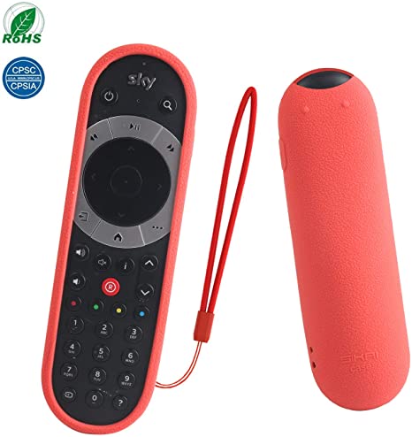 SKY Q Remote Cover SIKAI Shockproof Protective Case For SKY Q Touch and Non-Touch Remote Skin Holder Skin-Friendly Anti-Lost With Hand Loop (Red)