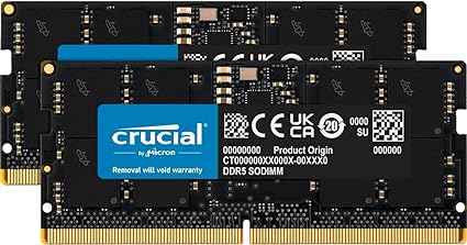 Crucial DDR5-4800 SODIMM CL40 (16Gbit) RAM, 32 GB Kit (2x16GB)