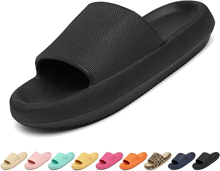 Somic Slippers for Woman Soft Cloud Slides 1.77 Inch Sole Pillow Slides Open Toe House Slippers Light Weight Sandals for Unisex Quick Dry Shower Slippers