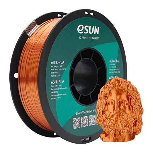 eSUN Silk Metal PLA Filament 1.75mm, Silky Metallic 3D Printer Filament PLA, Dimensional Accuracy  /- 0.05mm, 1KG Spool (2.2 LBS) 3D Printing Filament for 3D Printers, Silk Copper