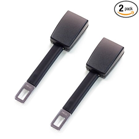 7" Rigid Seat Belt Extender (2-pack) - 7/8" Metal Tongue - Raises receptacle - E4 Safety Certified - Click & Go!