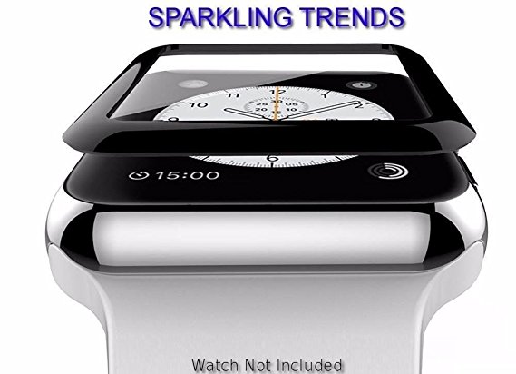 Sparkling Trends™ Apple Watch 42mm (Series 3/2/1 Compatible) Tempered Glass Screen Protector 3D Curved Edge 9H Hardness for Apple Watch 42mm - Black