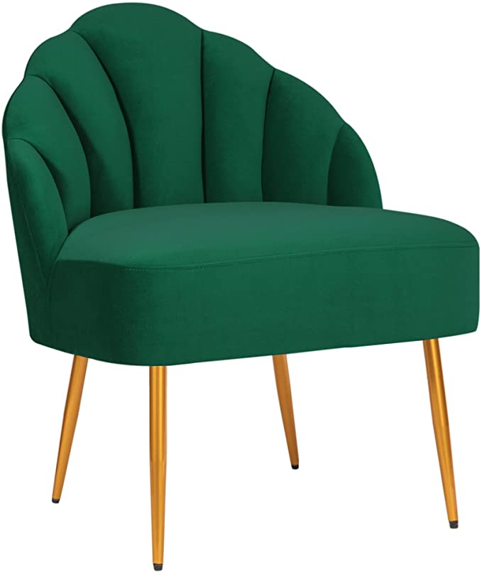 Amazon Brand – Rivet Sheena Glam Tufted Velvet Shell Chair, 23.5"W, Emerald