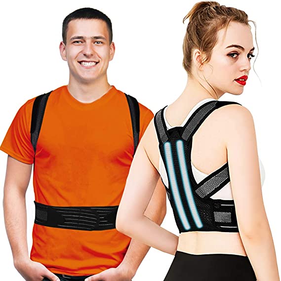 Posture Corrector, Spinal Lumbar Support Back Brace with Dual Comfortable Adjustable Belt Strap, Shoulder Support for Kids, Pain Relief for Back, Shoulder and Neck for Men Women