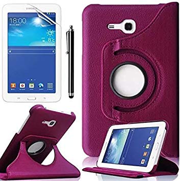 Samsung Galaxy Tab E Lite 7.0" Tablet Case,Flying Horse 360-degree Rotating Stand PU Leather Case Cover for Tab E Lite 7 inch SM-T110 SM-T111, SM-T113 （Purple）