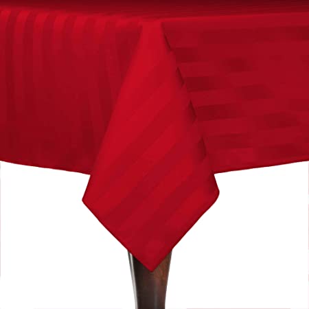 Ultimate Textile Satin-Stripe 60 x 108-Inch Rectangular Tablecloth Red