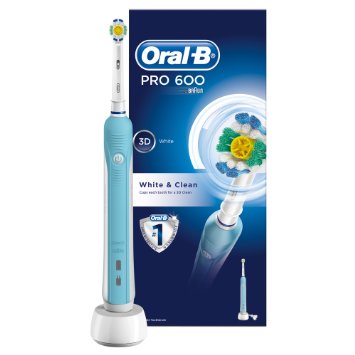 Oral-B Pro 600 White and Clean Electric Rechargeable Toothbrush Powered by Braun