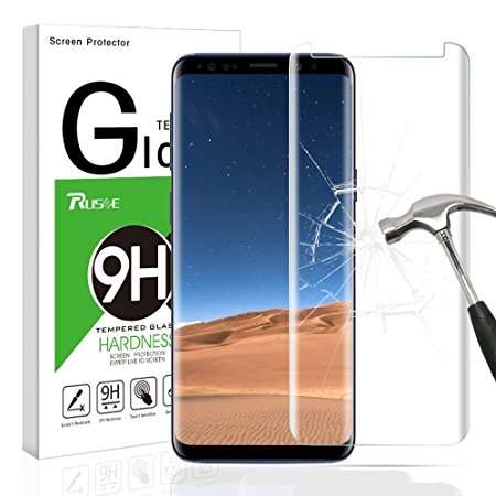 Galaxy S9 Screen Protector, Rusee Samsung Galaxy S9 Tempered Glass Screen Protector Film, Case Friendly, Ultra HD Clear, Anti-Scratch, 9H Hardness, Bubble Free, Anti-Fingerprint Curved Guard Cover for Samsung Galaxy S9