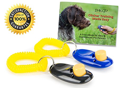 Dog Training Clicker – Bonus eBook For Pet Obedience and Housebreaking – 2 Pack Set With Wrist Strap – Safe and Humane Way To Train Your Dogs – Great Gift Idea