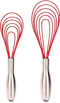 Jillmo Whisk, Silicone Flat Whisk Set,2 Pack (10" 11.5")