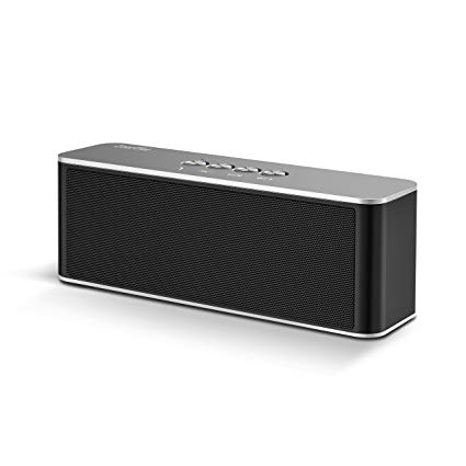 ZoeeTree S5 Wireless Bluetooth Speaker, Built-In Dual Driver Speakerphone, HD Audio and Enhanced Bass, Built-in Mic, Outdoor Speakers for iPhone, iPad, Samsung etc - Silver