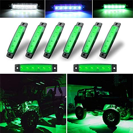 Botepon 8Pcs Led Rock Lights, Strip Lights, Wheel Well Lights, Led Underglow Kit for Golf Cart, Jeep Wrangler, RZR, Offroad, F150, F250, Snowmobile (Green)