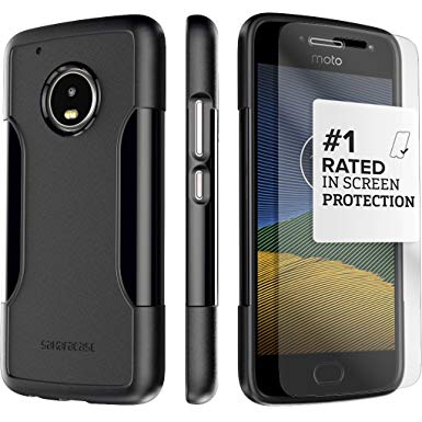 Motorola G5 Plus Case, (Black) SaharaCase Protective Kit Bundle with [ZeroDamage Tempered Glass Screen Protector] Premium Finish Slim Fit [Shockproof Bumper] Rugged Protection - Black