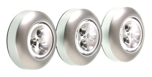 Fulcrum 30010-301 LED Battery-Operated Stick-On Tap Light Silver 3 Pack