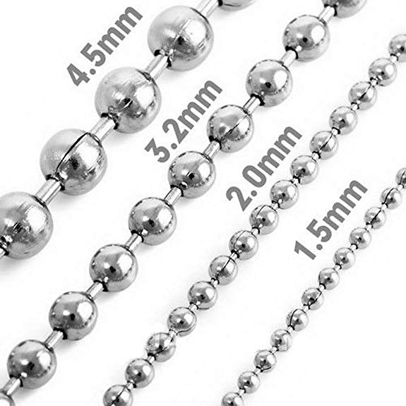 Sandra Mens Jewelry 1.5mm-4.5mm 18"-36" Silver Stainless Steel Ball Necklace Chain