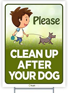 Nuah Prints Please Clean Up After Your Dog Sign (9 x 12 Inches) | Colorful, Doubled-Sided Pick Up After Your Dog Sign | Unique Illustration Lawn Garden Signs for Your Home | Printed in The USA (1)