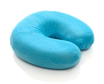 Milliard Memory Foam Travel Neck Pillow with Ultra Soft Velour Removable Washable Cover - Turquoise