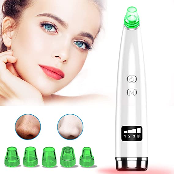 Blackhead Remover, Blackhead Remover Vacuum Pore Cleaner Electric Blackhead Suction, Facial Skin Pore Cleanser Device Acne Comedone Extractor Tool Usb with Hot Compress 5 Probes for Nose Face Women