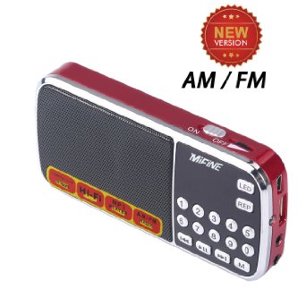 Mifine Mini Digital Portable Speaker Am/fm Pocket Radio USB Micro Tf/sd Card Mp3 Player , Fashionable (Q88 Red)