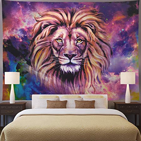 Ameyahud Lion Tapestry Starry Sky Lion Tapestries Hippie Bohemian Animal Wall Hanging Tapestry Galaxy Vivid 3D Print African Lion Wall Tapestry for Living Room Bedroom Dorm Decor