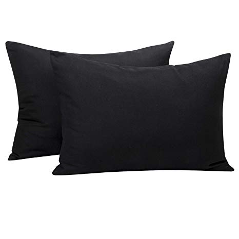 NTBAY Microfiber Toddler Pillowcases, 2 Pcs Zipper Closure Travel Pillow Covers, 13 x 18, Black