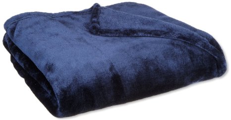 Queen Blanket Sumptuously Soft Plush Coral Fleece Mega Throwreversible Bedspread Navy
