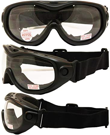 All-Star Motorcycle ATV MX Tactical Over-Prescription-Glasses Goggles Gloss Black Frames Clear Lenses ANSI Z87.1