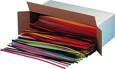 Creative Arts by Charles Leonard Chenille Stem Class Pack, 4 MM x 12 Inch, Assorted Colors, 1000/Box (65490)