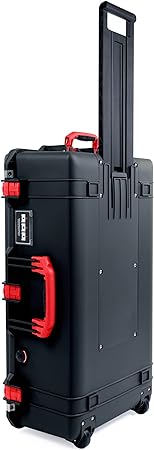 Pelican Color Case Black Pelican 1615 Air case with Red Handles & latches. Comes Empty & with Wheels.